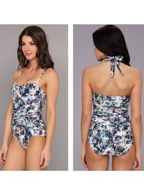 Badgley Mischka Fiona Shirred One Piece Swimsuit